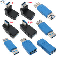 YuXi 90/180 градусов левый и правый угловой USB 3,0 адаптер «Папа-мама» разъем для ноутбука ПК компьютер адаптер разъем 2024 - купить недорого