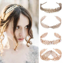 Faixa de cabelo com folhas douradas para casamento, laço de metal, folhas, faixa de cabeça, joia para cabelo 2024 - compre barato