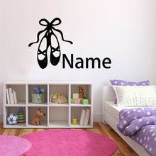 Ballet Shoes Wall Decal Custom Name Ballerina Vinyl Wall Sticker Dance Room Girls Bedroom Home Decor Personalised Art Mural 1444 2024 - buy cheap