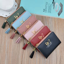 2020 New Metal Butterfly Decoration Women Wallet Cute Wallet Vogue Tassel Short Leather Female Wallets Zipper Purse Purse Clutch 2024 - buy cheap