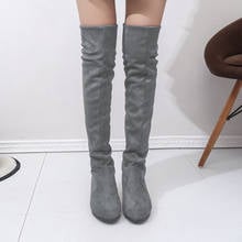 Women's High Boots Shoes Fashion Women Over The Knee Boots  New Autumn Winter Flock Botas Feminina Thigh High Boots Ladies 2024 - buy cheap