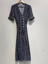 Vestido midi floral com decote em v, primavera inicial, feminino, manga curta 2024 - compre barato