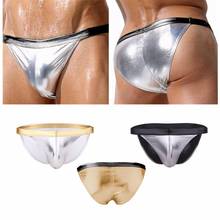 Men Sexy Skinny wetlook panties Lingerie Faux Leather Latex Thong Panties Elastic pvc Catsuit Costume Erotic Hot Underwear 2024 - купить недорого