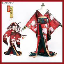 ¡Anime! Fecha A Live Tokisaki Kurumi Undulatum Albornoz Kimono precioso elegante uniforme Cosplay disfraz de Halloween envío gratis 2024 - compra barato