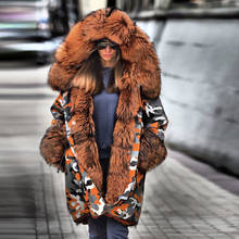 Women's Clothing Winter Coat Winter Hooded Coat Faux Mink Fur Collar Arctic Fleece Parka Long Camouflage Jackets Plus size 2024 - buy cheap