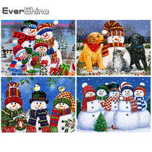 Evershine-Cuadro de muñeco de nieve elaborado con diamantes de imitación, 5D, punto de cruz, decoración para el hogar, regalo de Navidad 2024 - compra barato