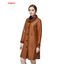 2019 новое зимнее женское пальто из искусственной кожи с мехом, большие размеры 5XL, свободная бархатная куртка из искусственной кожи, Женская Толстая длинная верхняя одежда, W1229 2024 - купить недорого