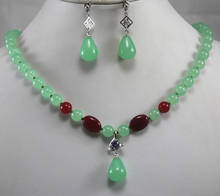 Hot sell   ~~ 2 styles! Wholesale 8mm light green/red  wonderful necklace+ 2 styles  earring&pendant necklac 2024 - buy cheap