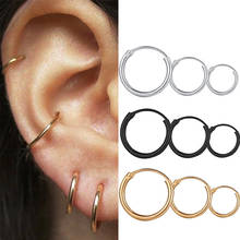 Punk 3 Size Simple Circle Small Hoop Earrings For Women Girl Hip-Hop Gold Color Geometric Round Jewelry 2024 - buy cheap