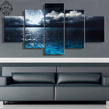 Wall Art Painting Pictures Canvas Printed 5 Panel Cuadros Home Decor For Living Room Moonlight Modern Artwork Modular Poster 2024 - buy cheap