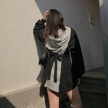 Sudadera holgada con tirantes en la espalda para mujer, suéter con capucha de gran tamaño, con contraste de Color, para vestido 2024 - compra barato