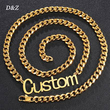 D & z colar personalizado com nome e corrente cubana de 6mm, gargantilha masculina de letra inicial de aço inoxidável 2024 - compre barato