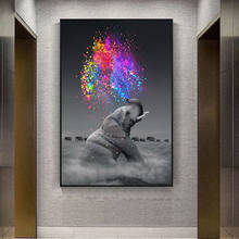 Современные животные фантазия слон настенные художественные плакаты Печать Холст Поп-арт картинки для гостиной украшение без рамки 2024 - купить недорого