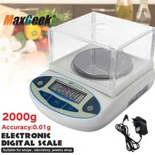 Maxgeek 2000x0.01g Digital Lab Scale Balance Electronic Balance Scale Portable High Precision Jewelry Scale 2024 - купить недорого