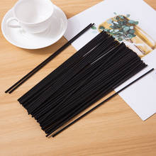 Palitos de ratán de fibra negra para fragancia del hogar, palitos de recambio de aceite esencial para ambientador de decoración del hogar, 24cm x 3mm, 50 Uds. 2024 - compra barato