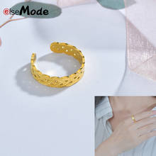 Anel esculpido de elsemodo em aço inoxidável, anel dourado estiloso para mulheres, presente de joias 2024 - compre barato