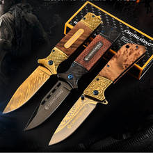 Cuchillos plegables táctico de acero de Damasco de alta calidad, cuchillo compacto de bolsillo, mango de ébano, supervivencia al aire libre, acampada, caza 2024 - compra barato