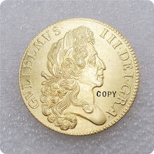 Reino unido william iii 1701 ouro cinco guineas cópia moeda 2024 - compre barato