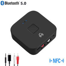 Receptor de Audio Bluetooth 5,0 para altavoz de coche, adaptador inalámbrico con clavija AUX RCA de 3,5mm, con encendido/apagado automático, NFC 2024 - compra barato