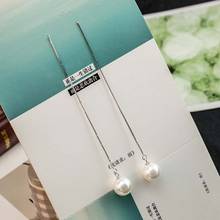 925 Silver Earrings For Women Minimalism  Long Tassel Earrings Ear Line pendientes Pearl Silver Earring Women Earrings 2024 - buy cheap