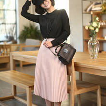 Spring and Autumn New Fashion Women's High Waist Pleated Solid Color Half Length Elastic Skirt Promotions Lady Black Pink 2024 - buy cheap