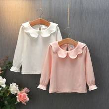 Camiseta de manga larga con cuello Peter Pan para niñas, ropa de otoño, Color sólido, princesa 2024 - compra barato