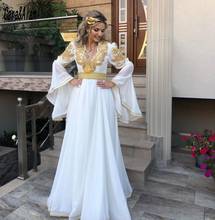 Elegant Traditional Kosovo Albanian White Evening Dresses for Women Party Flared Sleeves Lace Applique Robe De Soirée De Mariage 2024 - buy cheap