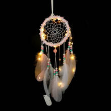 Faroot Dream Catcher Led Handmade Dreamcatcher Feathers Night Light Wall Hanging Home Room Decoration Ornament 2024 - buy cheap
