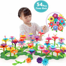 Ramo de flores de construcción DIY para niña, jardín de ensueño, flores entrelazadas, bloques de juguetes educativos, juguetes para juego de imitación creativos, 54 Uds. 2024 - compra barato