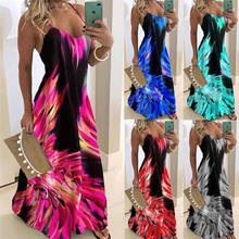 Women Maxi Dress Flame Print V Neck Slim Summer Sling Sexy Dress Fashion Sleeveless Backless Lady Gradient Elegant Party Dresses 2024 - buy cheap