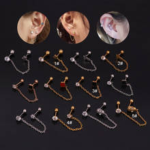 1Pc Crystal Zircon Star Flower Dangle Earrings for Women Stainless Steel Tassel Cartilage Tragus Barbell Helix Piercing Jewelry 2024 - buy cheap
