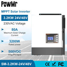 PowMr 3200W Гибридный солнечный инвертор Чистая синусоида 24/48V 230В решетки инвертор совместим с литиевой батареей поддержка Wifi 2024 - купить недорого