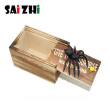 Saizhi April Fool's Day gift Wooden Prank Trick Practical Joke Home Office Scare Toy Box Gag Spider Kids Funny Gift 2024 - buy cheap