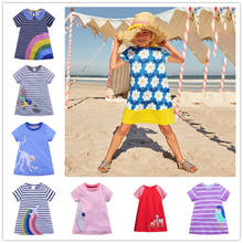 Vestidos de algodón para niñas pequeñas, ropa de princesa, manga corta, Verano 2024 - compra barato