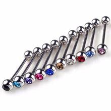 5Pcs  Mixed Colors Stainless Steel Tongue Studs Crystal Ball Tongue Bars Ring Barbell Piercing Body Jewelry 2024 - buy cheap