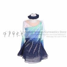 Ice Skating Clothing Dress Blue Gradient Children girls costumes pattinaggio Artistic dress Ballroom Ballet teens Dance dress 2024 - buy cheap