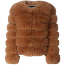 Jaqueta de pele verdadeira feminina, casaco de pele de raposa natural quente para inverno 2024 - compre barato