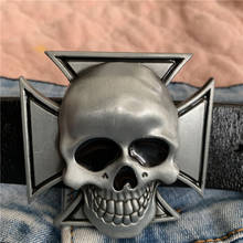 Hebilla de cinturón de calavera cruzada 3D para hombre y mujer, accesorios para Vaqueros, cinturón ancho de 4cm, 7x7cm, 79,5g de Metal 2024 - compra barato