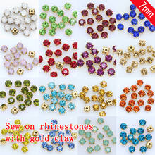 36p 7mm color Sew on crystal glass Rhinestone Diamante jewels Silver Cup Claw Montees 4-holes Sewing Stone Beads craft clothes 2024 - buy cheap