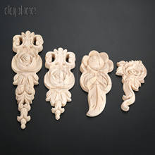 dophee 1pc Floral Woodcarving Decal Corner Appliques Frame Wall Doors Furniture Woodcarving Decorative Figurines Crafts 2024 - buy cheap