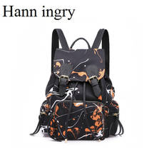 HANN INGRY 2020 новый модный рюкзак с граффити в Корейском стиле для мальчиков и девочек, Студенческая сумка через плечо, водонепроницаемая легкая нейлоновая сумка H203D 2024 - купить недорого