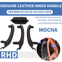 7PCS/set RHD Leather Mocha Car Front Rear Left / Right Interior Door Handle Inner Panel Pull Trim Cover For BMW X3 X4 F25 F26 2024 - buy cheap