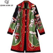 Дизайнерский Модный Пиджак Qian Han Zi, Женский комплект из платья с принтом жилета и шерстяного пальто с пуговицами с кристаллами и принтом в виде грибов, комплект из двух предметов 2024 - купить недорого
