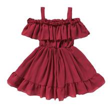 Vestido casual de verão, vestidos de princesa para bebês e meninas, cor sólida, sem mangas, crianças 2024 - compre barato