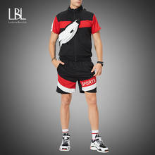 LBL-chándal informal para hombre, sudadera con cremallera y pantalones cortos, conjunto de 2 piezas, ropa deportiva para Fitness, novedad de verano de 2021 2024 - compra barato