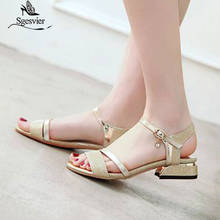 Sgesvier 2020 new fashion gold silver women sandals peep toe buckle straps shoes woman thick heel date dress shoes female G349 2024 - buy cheap