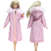 Abrigo largo rosa para muñeca Barbie, Chaqueta de algodón, Parka, vestido, falda, ropa cálida de invierno, accesorios para niños, juguete artesanal, 1/6 2024 - compra barato