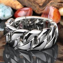 Pulseira de aço inoxidável 316 de alta qualidade, bracelete de corrente pinça volumosa masculina, cor prata, joias da moda, presentes 2024 - compre barato