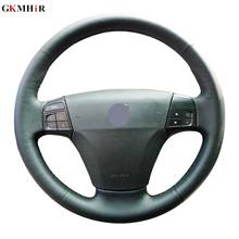 Hand-Stitched Black Leather Car Steering Wheel Covers Case for VOLVO S40 2004-2012 2024 - buy cheap