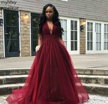 Burgundy Red Sexy Prom Dresses Robe 2021 African Cheap Black Girls Deep V Neck Wear Evening Party Gowns Plus Size Custom Made 2024 - buy cheap